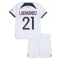 Camisa de Futebol Paris Saint-Germain Lucas Hernandez #21 Equipamento Secundário Infantil 2023-24 Manga Curta (+ Calças curtas)